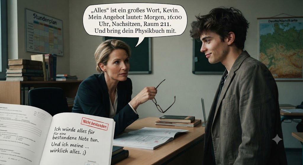 Er bot „alles“ für eine Bestehensnote – er hatte nicht erwartet, dass harte Arbeit der Preis sein würde
