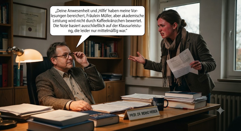 Sie wollte Extra-Punkte – aber hatte vergessen zu lernen. Dann zeigte der Professor ihr den Beitrag